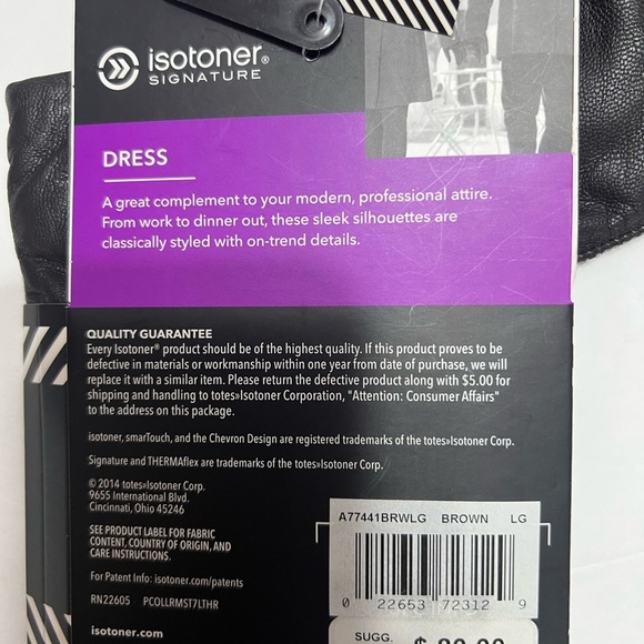 Isotoner Signature Men's Size L Leather Brown Gloves Smartouch Technology New - Picture 9 of 12